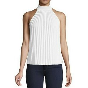 A.L.C. Tank Top Pleated Accordion White High Neck